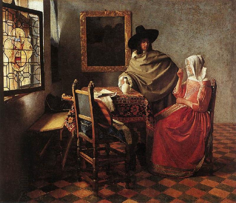 Jan Vermeer Lady Drinking and a Gentleman China oil painting art